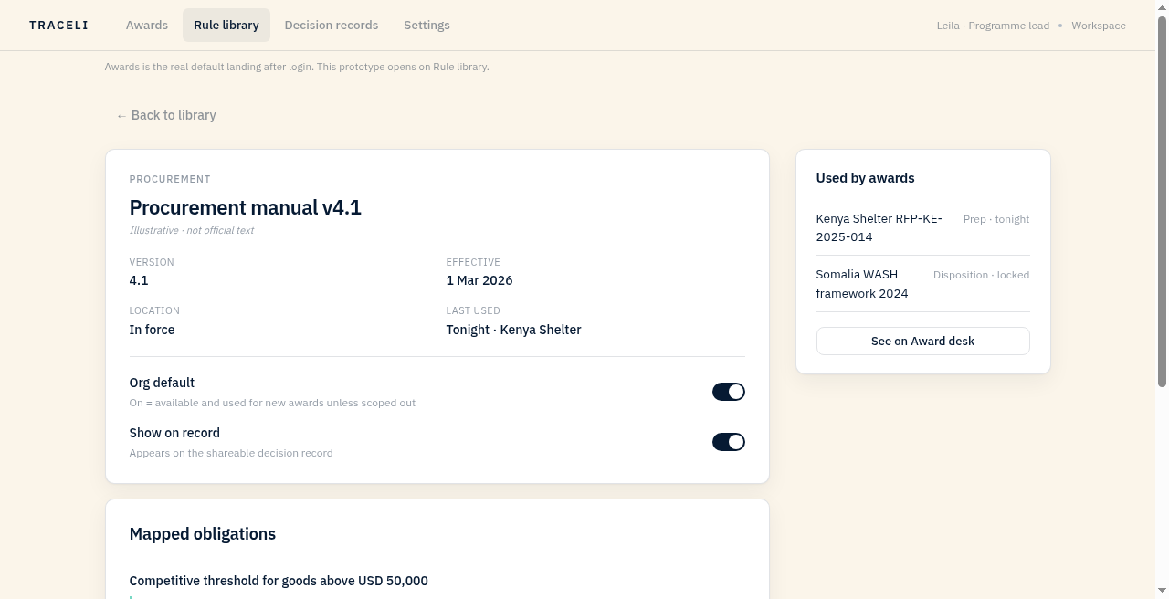 Illustrative Trace-li pack detail for product identity controls
